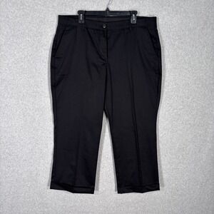 Lands End Capri Crop Chino Size 18 Cuffed Trouser Elastic Waist Cotton‎ Stretch